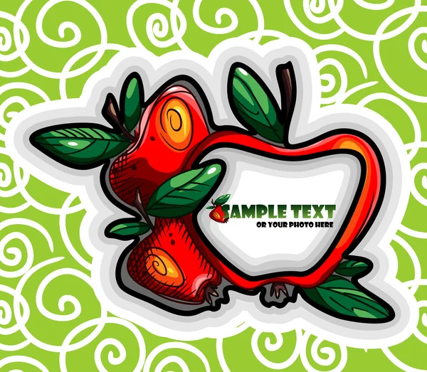 Étiquette verte aux pommes rouges . — Image vectorielle