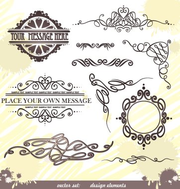 Vector decorative ornate design elements & calligraphic page decorations. clipart