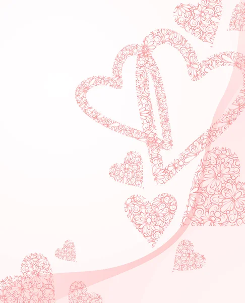 Bezešvé valentin den pozadí, vzor srdce a květiny. — Stockový vektor