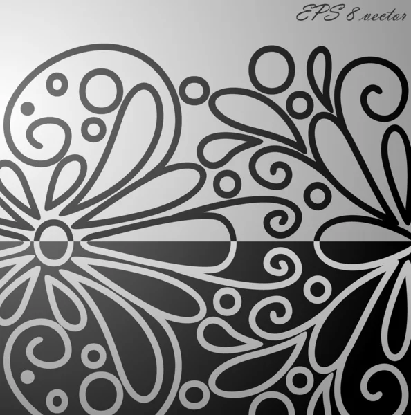 Black and white floral pattern. — Stock Vector