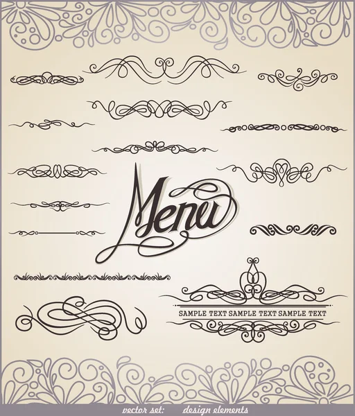 Vector decorative ornate design elements & calligraphic page decorations. — Stock Vector