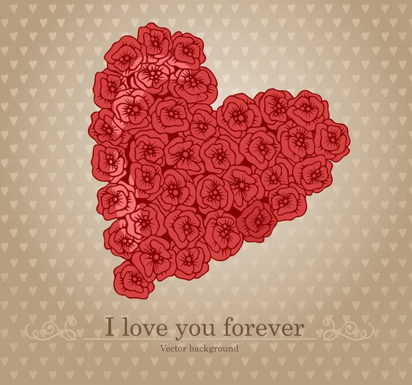 Coeur avec des fleurs Je t'aime . — Image vectorielle