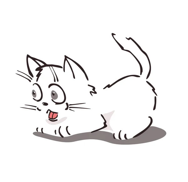 Милая маленькая кошачья карикатура. Линейное искусство . — стоковый вектор