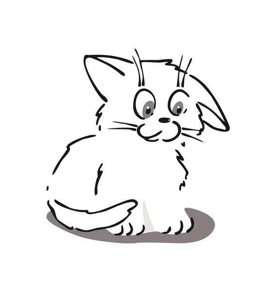 かわいい小さな猫漫画。ライン アート. — ストックベクタ