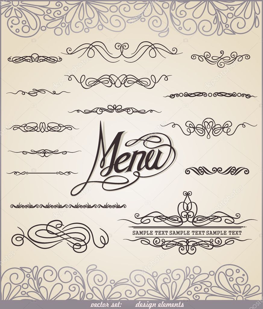 Vector decorative ornate design elements & calligraphic page decorations.