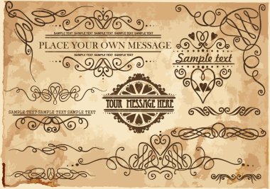 Vector decorative ornate design elements & calligraphic page decorations. clipart