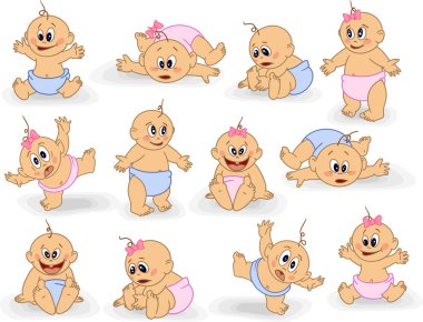 Many babies, boys and girls. clipart