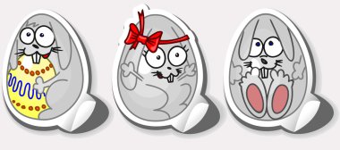 Happy Easter stickers. Rabbit in the egg. clipart