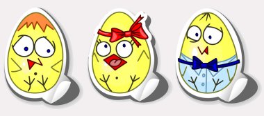 Happy Easter stickers. Chicken in the egg. clipart