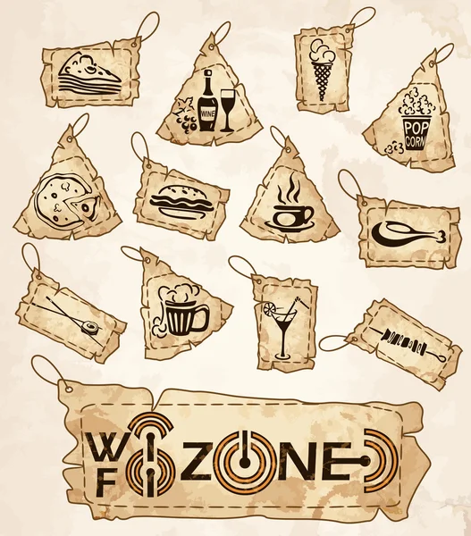 Conjunto de comida rápida y bebida del icono . — Archivo Imágenes Vectoriales