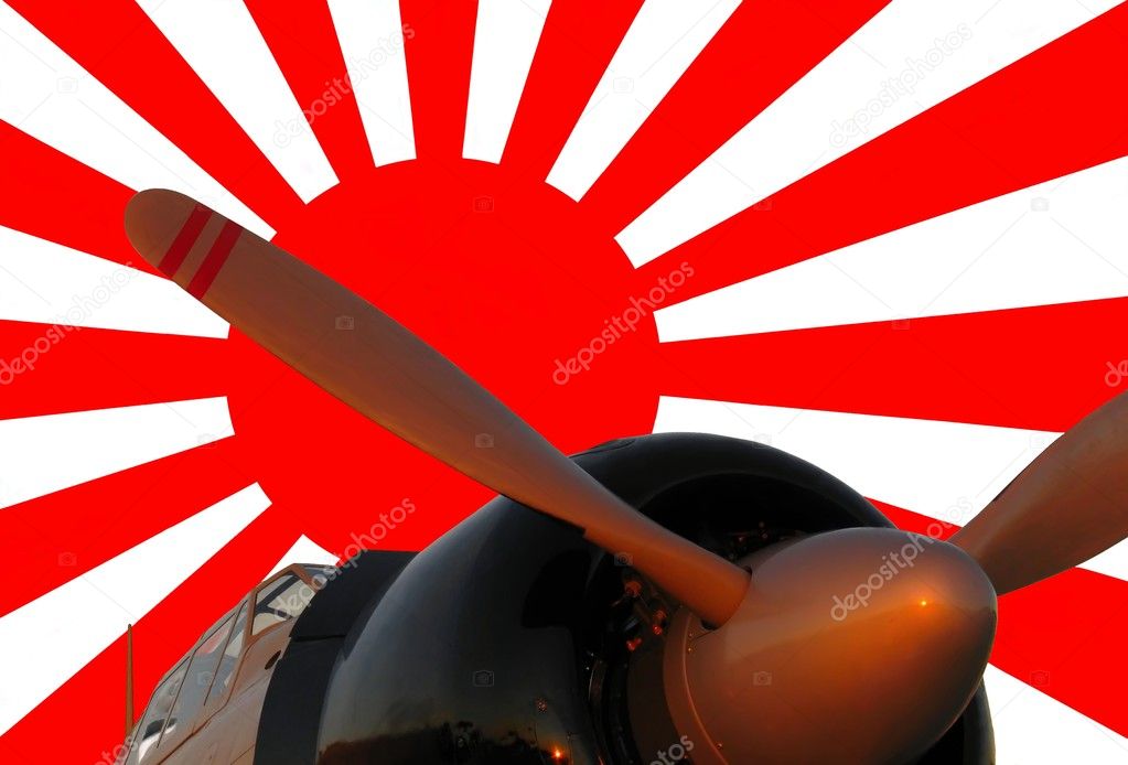 Japanese zero and war flag