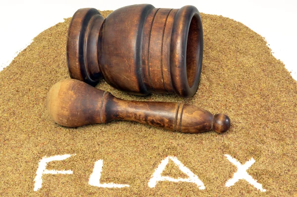 Stock image Flax Seed With Mortar and Pestle