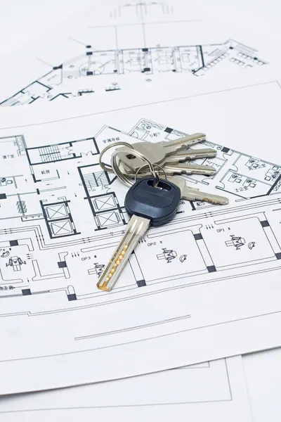 House keys and plan — Stock Photo, Image