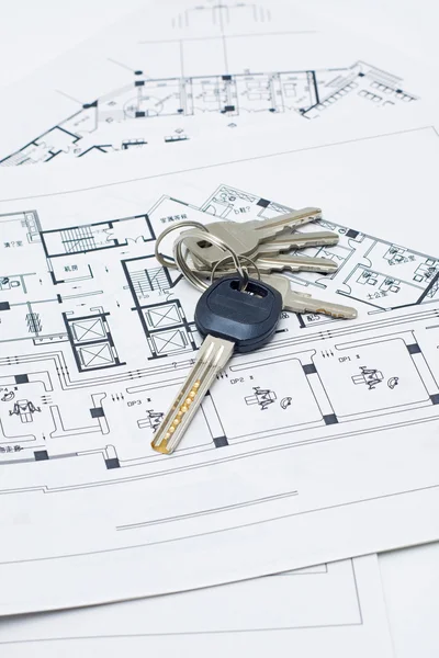 stock image House keys and plan