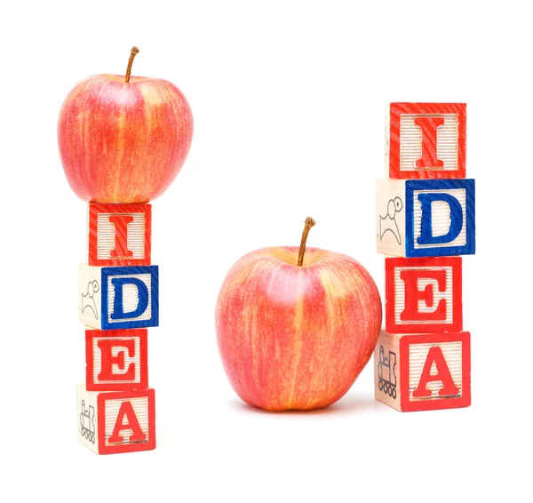 Alfabet block idé och apple — Stockfoto