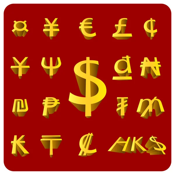Simbol Vektor 3D Currency - Stok Vektor