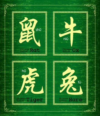 Vector Chinese character symbol about Chinese zodiac clipart