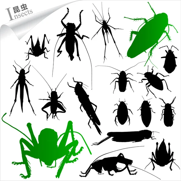 Silhouettes vectorielles d'insectes — Image vectorielle