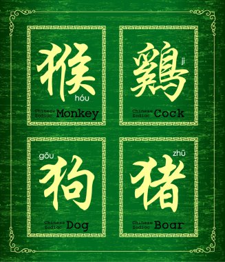 Vector Chinese character symbol about Chinese zodiac clipart