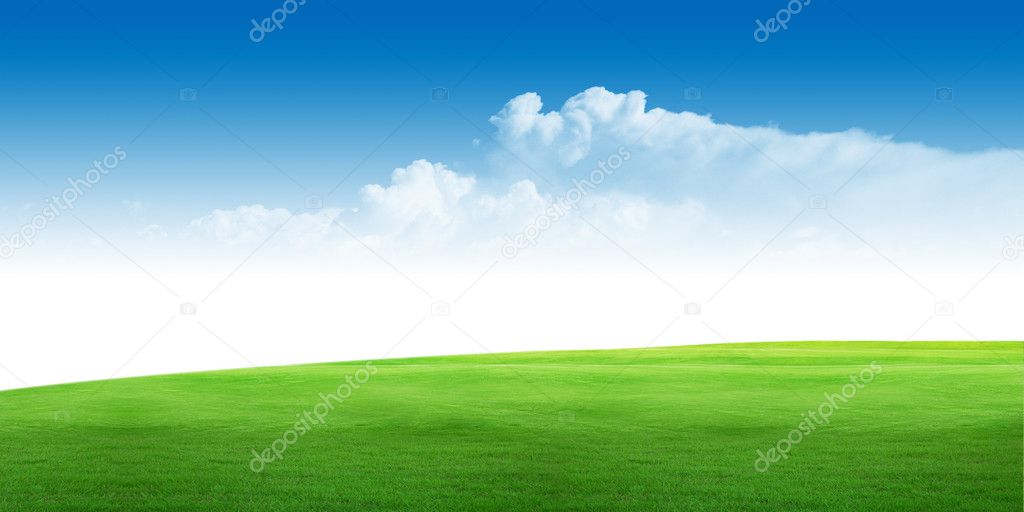 Blue sky cloud grass landscape