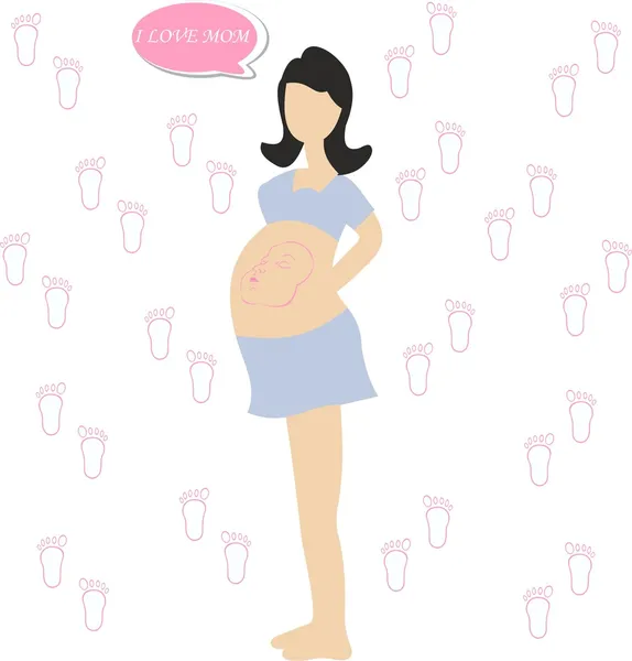 Hamile kadın silüeti anneler günü — Stok Vektör