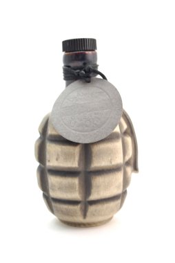 Bottle like a grenade over a white background clipart