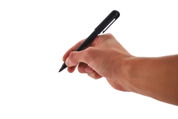 stock image Young man hand writing in the whiteboard