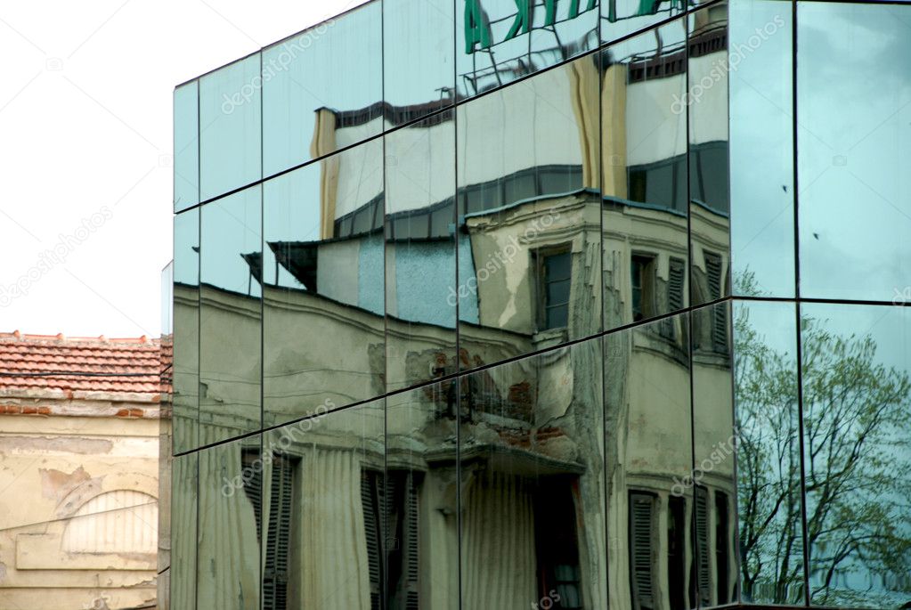 Modern glass building in Macedonia.
