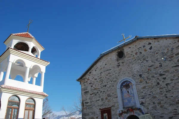 Колокольня и церковь Македонии — стоковое фото