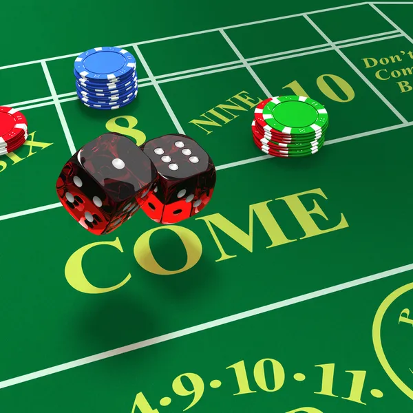 Shooting craps with bets on table — Stock Photo, Image