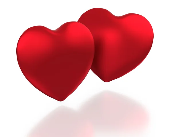 stock image Two Red Hearts on a White Background