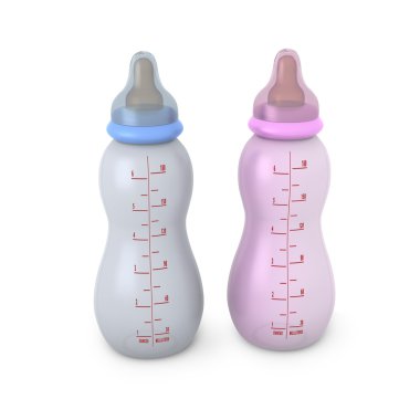 Two ten ounce milk bottles for babies with protectors clipart