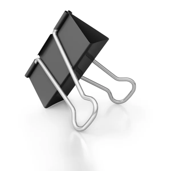 Inclinced bulldog clip op witte achtergrond — Stockfoto
