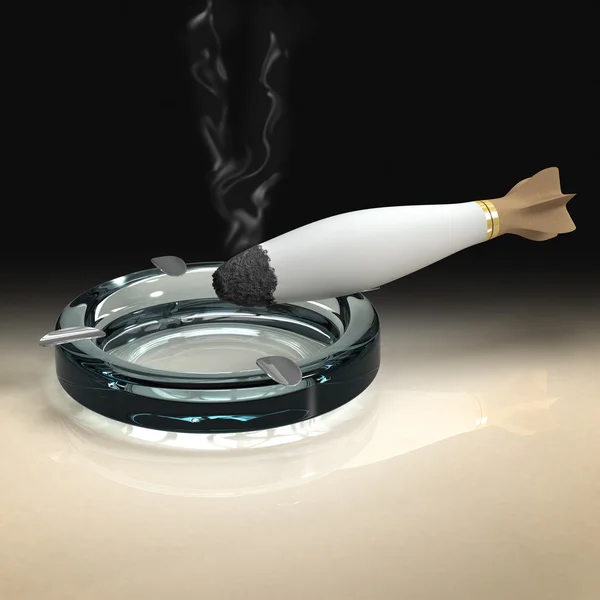 Cigarrillo como bomba humeante en atmósfera oscura —  Fotos de Stock