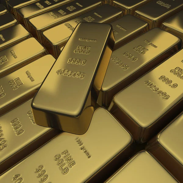 Bullion ouro ou lingotes como uma pilha — Fotografia de Stock
