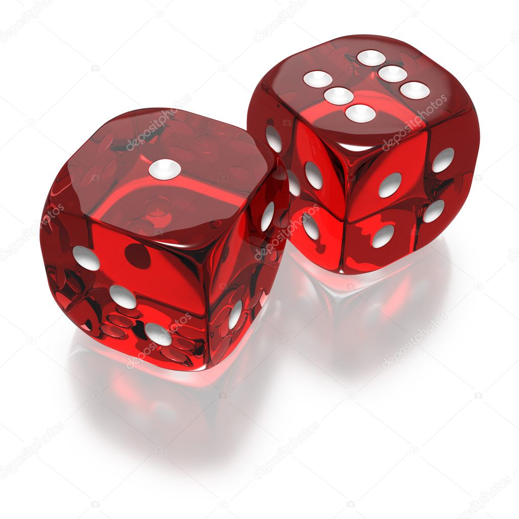 Shooting craps or dice on white background