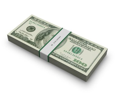 Hundred dollar banknotes with band clipart