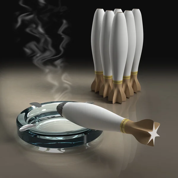 Ahstray a cigaretový kouř — Stock fotografie