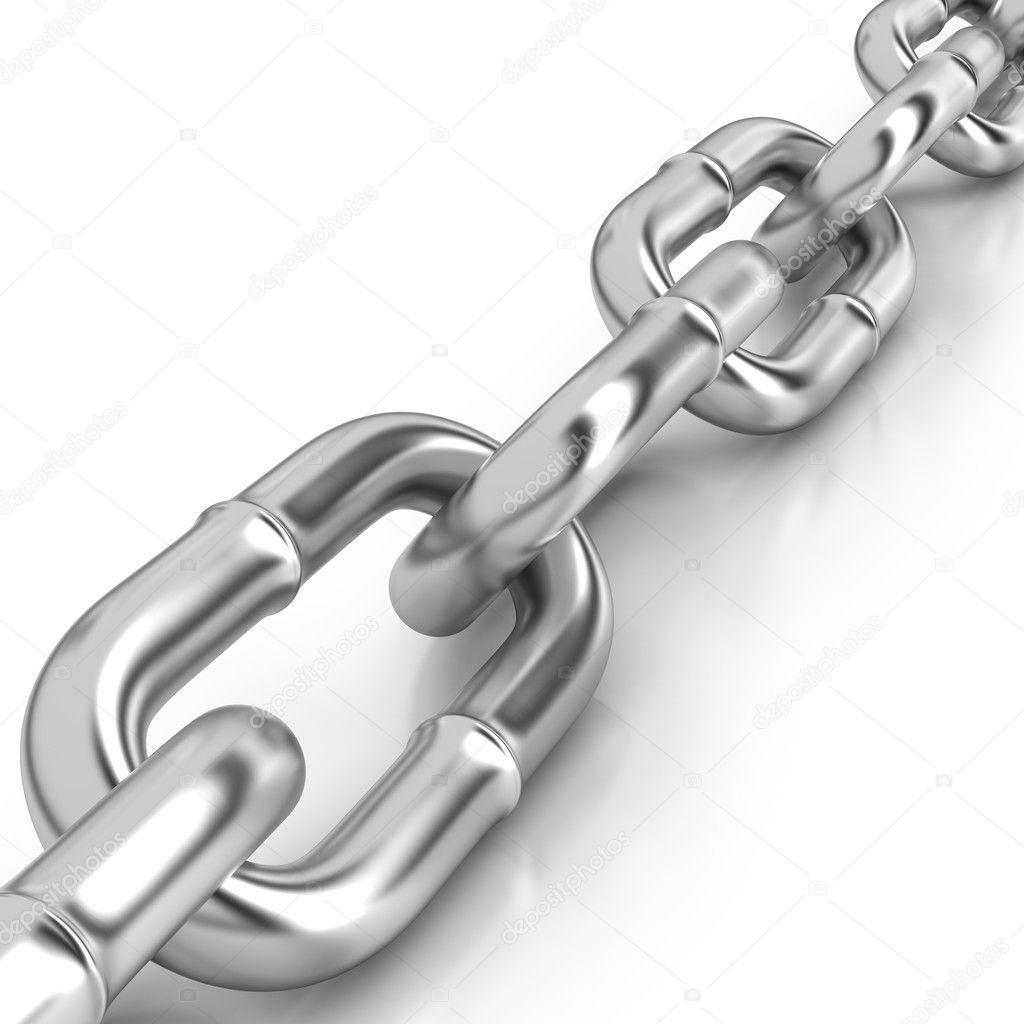 Links of a chain on a white background