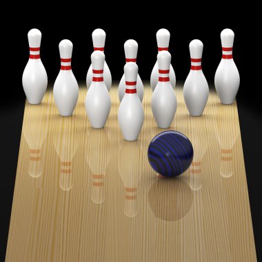 Ten pin bowling in action clipart