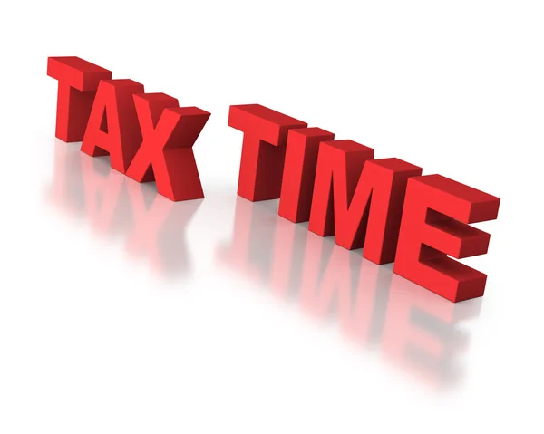 stock image Tax time in block red letters