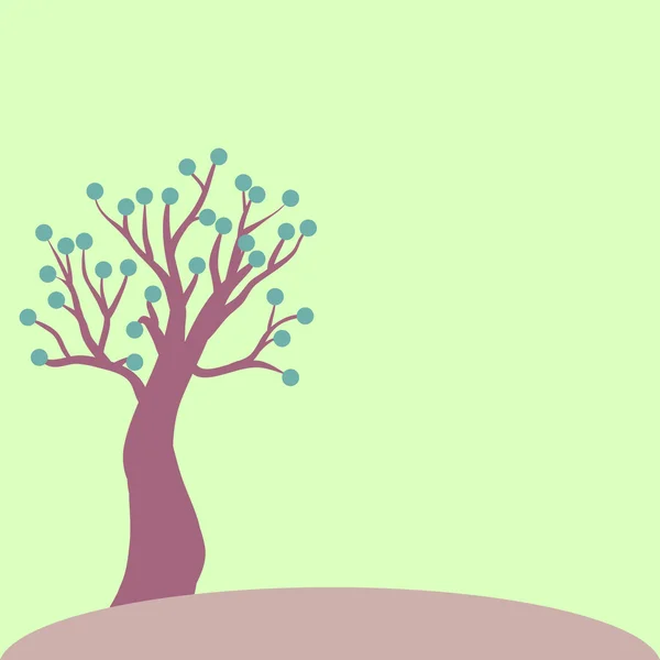 Ensamt träd. — Stock vektor