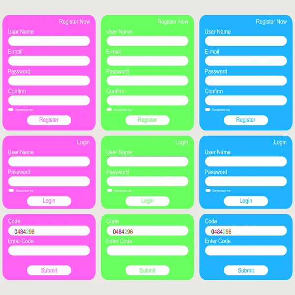 Přihlášení a registrace webových formulářů. — Stockový vektor