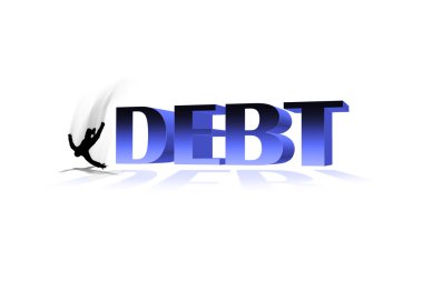 Concept of falling into debt clipart