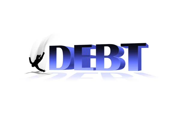 Conceito de cair em dívida — Fotografia de Stock