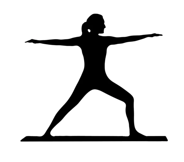 Sziluettjét a fiatal nők jóga — Stock Fotó