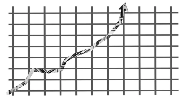 Gráfico de dinero apuntando hacia arriba — Foto de Stock
