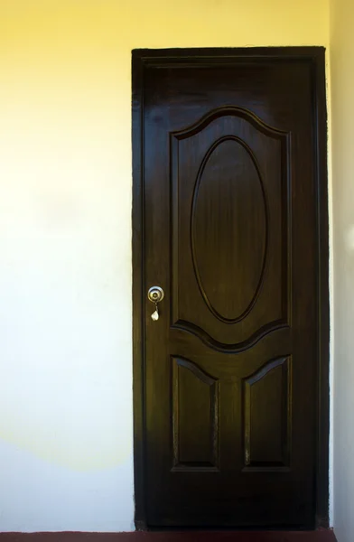 stock image Wooden door of a luxury hotel room