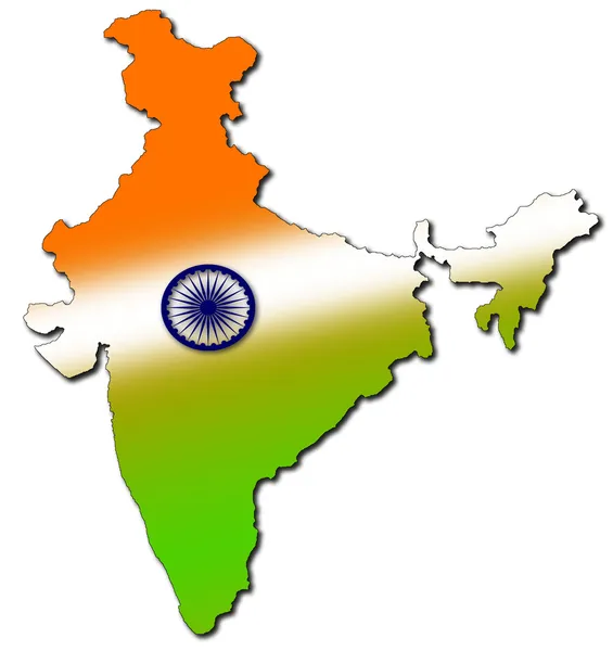 Indian map with tricolour — Stock Photo, Image