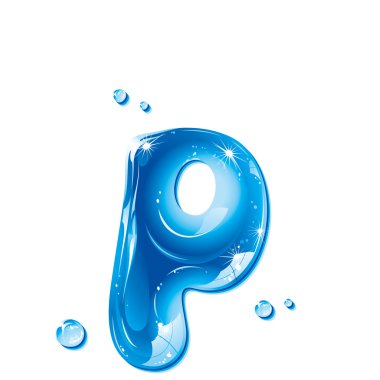 ABC series - Water Liquid Letter - Small Letter p clipart